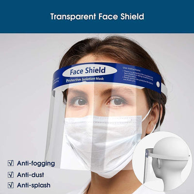 All-Round Visor Cap w/Protective Clear PET Film Elastic Band and Comfort Sponge dustproof Anti-Splash Facial Cover Adjustable adult and kids