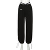 New High Waist Street Fashion Label Straight Casual Pants for Women