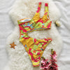 One shoulder hollow out one-piece bikini monokini colorful wavy print 2021 chic swimsuit swimwear