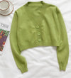 2021 Sweet 10 colors high-waisted sweater crop top solid color slim fit knitwear cardigan