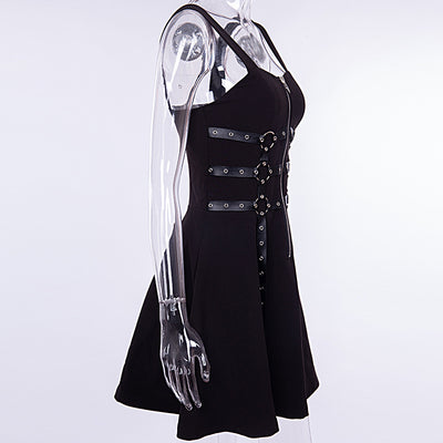 New dark gothic sexy high waist strappy bandage gladiator loose casual backless instashop black street sleeveless dress