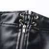 street fashion faux leather high waist girdle lace up skater zipper dark gothic pleated A-line skirt