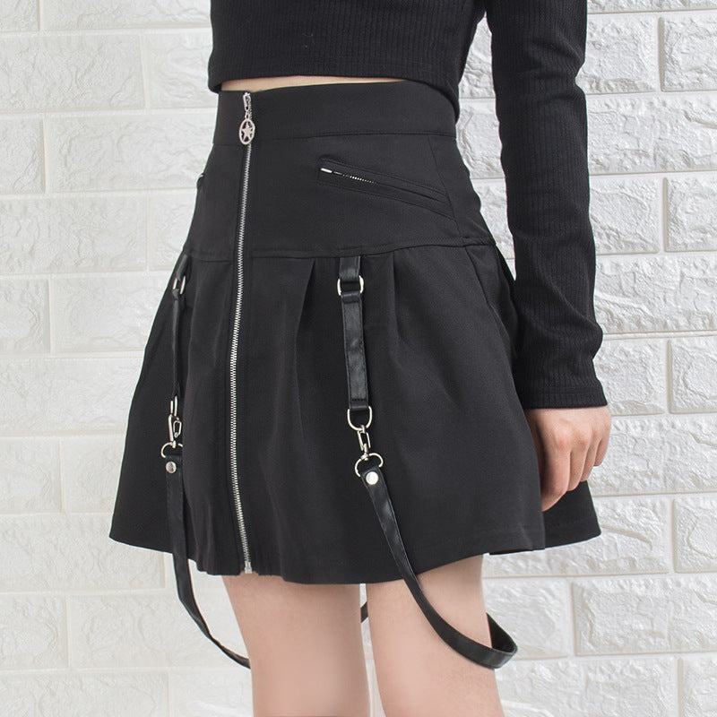 Pleated skirt zipper ins 2020 patchwork Gothic Style short skirt T1277 ...