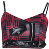 Red Plaid Sexy Strap Tank Top Camis Women Crop Tops Fashion Backless Gothic Zipper Pocket Streetwear Punk Girl