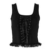 Gothic petite camisole corset lace up and zipper placket with eyelets square collar knitted lace evening dress condole top