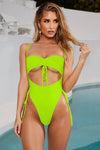 Sexy Hollow Cut One Piece Ladies Bikini Bodycon swimsuit Monokini Sports Swimwear Fluorescent