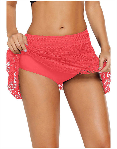 Crochet Lace Style 2020 Women Bikini Swimdress high waist boxer pants
