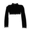 Haute couture tassel trim stand collar retro balero cloth button placket slim fit short velvet jacket gothic festive