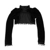 Haute couture tassel trim stand collar retro balero cloth button placket slim fit short velvet jacket gothic festive