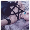 Sexy women gothic jumpsuit pentacle hollow cut sling vest overall for summer