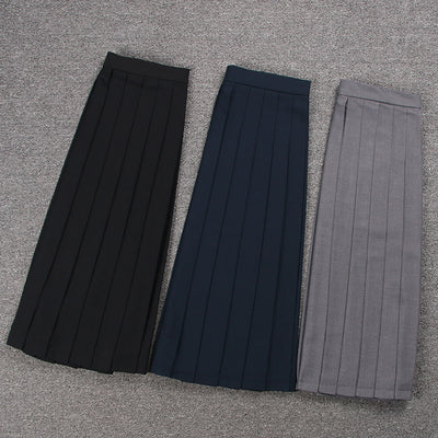 Over Knee langer Faltenrock College Uniform hohe Taille mit Reißverschlüssen im japanischen JK-Stil