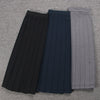 Over Knee long pleated skirt college uniform high waist with zipper straps Japanese JK Style