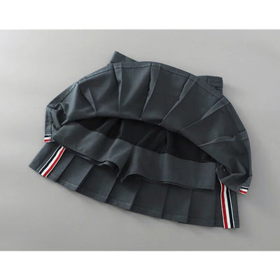 Elegant College Uniform high waist pleated skirt A-line Irregular Hem for JK Girls Japanese Style
