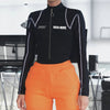 Zipper slim fit pullover T-shirt dance wear streetwear fluorescent stitches sportswear jumpsuit