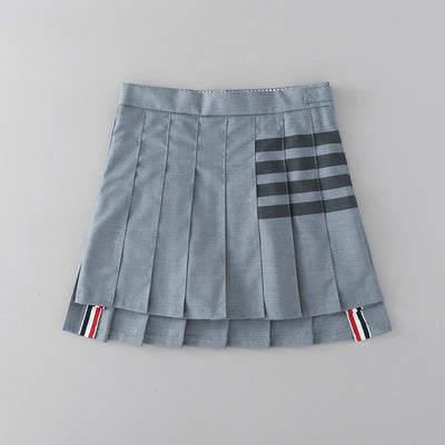 Eleganter College Uniform Faltenrock mit hoher Taille A-Linie Unregelmäßiger Saum für JK Girls Japanese Style