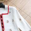 2022 embroidered bee dress for spring and autumn high waist polo collar knitwear A-line skirt for ladies
