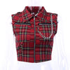 tubetop zipper chain lapel collar plaid gothic vest slim fit punk streetwear