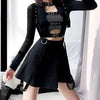 New women long sleeve Lace Up T-shirt Cami hollow Sexy Gothic Spandex Top anime weeb