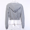 Reflective hooded jacket baseball jersey new slim fit crop top hoodie for women