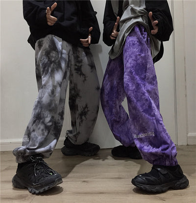2022 Harajuku tie dye street hipster women cotton wide-leg sweatpants waist casual pants