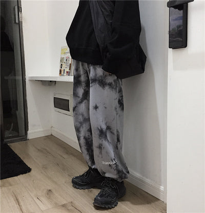 2022 Harajuku tie dye street hipster women cotton wide-leg sweatpants waist casual pants
