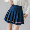striped pleated skirt high waist autumn winter A-line skirt with safety pants