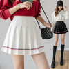 striped pleated skirt high waist autumn winter A-line skirt with safety pants
