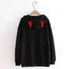 Harajuku Hoodies with Little Devil Horns Gothic Hooded Embroidered Sweatshirt Loose Kawaii Style Tunic Pullover