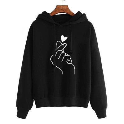 Loose casual print hoodie women wear GIVE YOU A HEART pullover