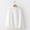 College style cartoon rabbit floral prints white lapel collar fake 2 pc kawaii sweater for 2022 autumn