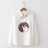 College style cartoon rabbit floral prints white lapel collar fake 2 pc kawaii sweater for 2022 autumn