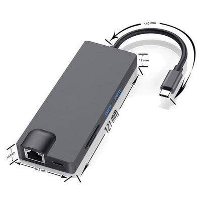For MacBook Pro 8in1 dock type-c ThunderBolt HDMI VGA Gigabit RJ45 USB3.0 HUB Adaptor Card Reader