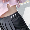 Punk Street Design Black Plaid Pleated Wrap College Irregular Skirt With Buckle Garter X892