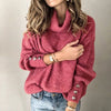 Damenbekleidung Modestil hoher Kragen Wollpullover Top Sweatshirt Manschette mit Knöpfen lose Passform plus Größe
