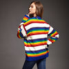 3D Cut Rainbow Stripes Pullover Kpop loose fit Knitwear Urban Leisure Striped Sweater one size