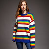 3D-Schnitt Regenbogenstreifen Pullover Kpop locker geschnitten Strickwaren Urban Leisure Striped Sweater Einheitsgröße