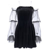 Dark Lolita sexy mesh velvet pleated skirt high waist wrap chic halter dress festive gothic