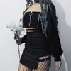 Femme Sexy Zipper Tubetop Crop length Slim Fit with Suspender Vest Gothic Street fashion HipHop