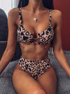 2020 Female swimsuit 2pc Bikini leopard solid color swimsuit Europe US Style Center Ring Various Pattern