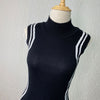 Asymmetrical Wavy Hem Round Collar Striped Knit Vest Dress knitting dress
