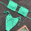 Hot Women 2 pc Pleated tube top bikini Bandeau Padded Push Swimsuit 2020 Butterfly