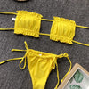 Hot Women 2 Stk. Plissee Bikini mit Röhrenoberteil Bandeau Padded Push Swimsuit 2020 Butterfly