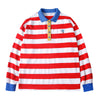 Kawaii mori bottom shirt splicing contrast colors red white stripes polo collar classic college bf style versatile sweatshirt