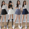 All Season Anti-wrinkle Pleated Short Skirt female summer Kpop version High Waist A-line College Style Plus Size