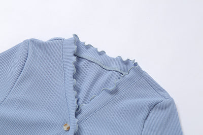 stringy selvedge collar cuff slim fit knitwear top cardigan blazer for women summer