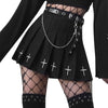 High Taist Mini schwarzer Rock Gothic Streetwear Cross Print Plissee Lolita Harajuku Rock