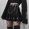 High Waist Mini Black Skirt Gothic Streetwear Cross Print Pleated Lolita Harajuku Skirt