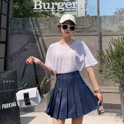 Sommer hoch taillierter Rock Plus Size A-Linie im koreanischen Stil mit Knopfloch-Faltenrock für Frauen