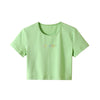 Kpop Lisa avocado green rhinestones T-shirt dew umbilical top bow knot hip hop denim pants set