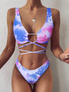 Tie-dyed Tethered Bikini 2pc Swimsuit Summer Color
